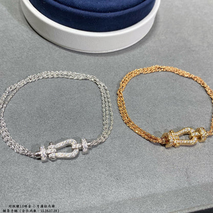 [Renovia Jewelry]FORCE SMALL HORSESHOE  DIAMOND CHAIN ROPE BRACELET