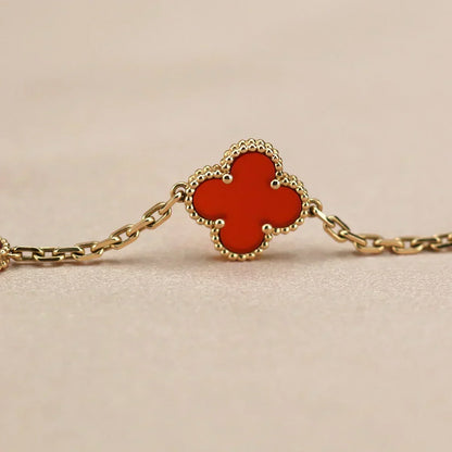 [Renovia Jewelry] CLOVER 5 MOTIF RED CORNELIAN BRACELET COLLECTION