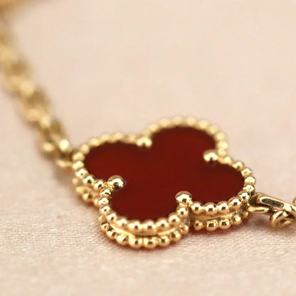 [Renovia Jewelry] CLOVER 5 MOTIF RED CORNELIAN BRACELET COLLECTION