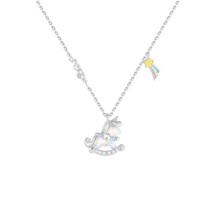 925 Silver Pony Necklace with Crystal