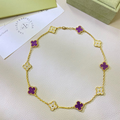 [Renovia Jewelry Jewelry]CLOVER 10 MOTIFS  PURPLE VIOLET DIAMOND NECKLACE