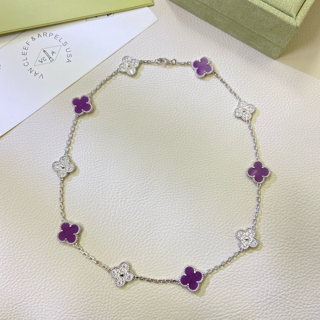 [Renovia Jewelry Jewelry]CLOVER 10 MOTIFS  PURPLE VIOLET DIAMOND NECKLACE
