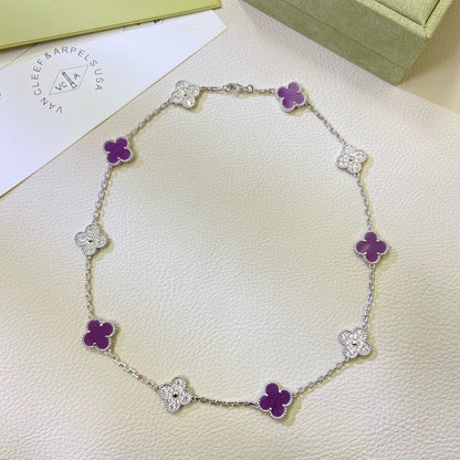 [Renovia Jewelry Jewelry]CLOVER 10 MOTIFS  PURPLE VIOLET DIAMOND NECKLACE