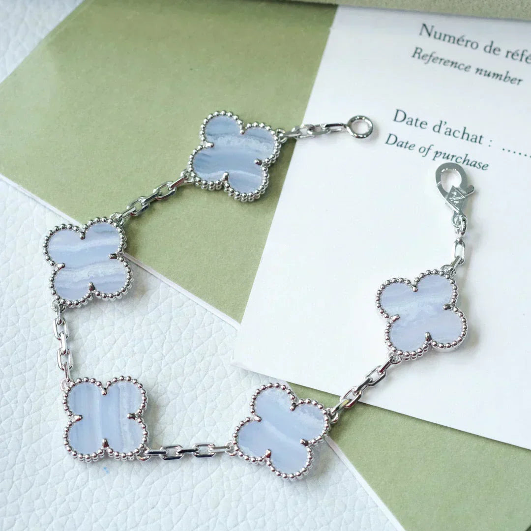[Renovia Jewelry] CLOVER 5 MOTIF PURPLE CHALCEDONY BRACELET COLLECTION