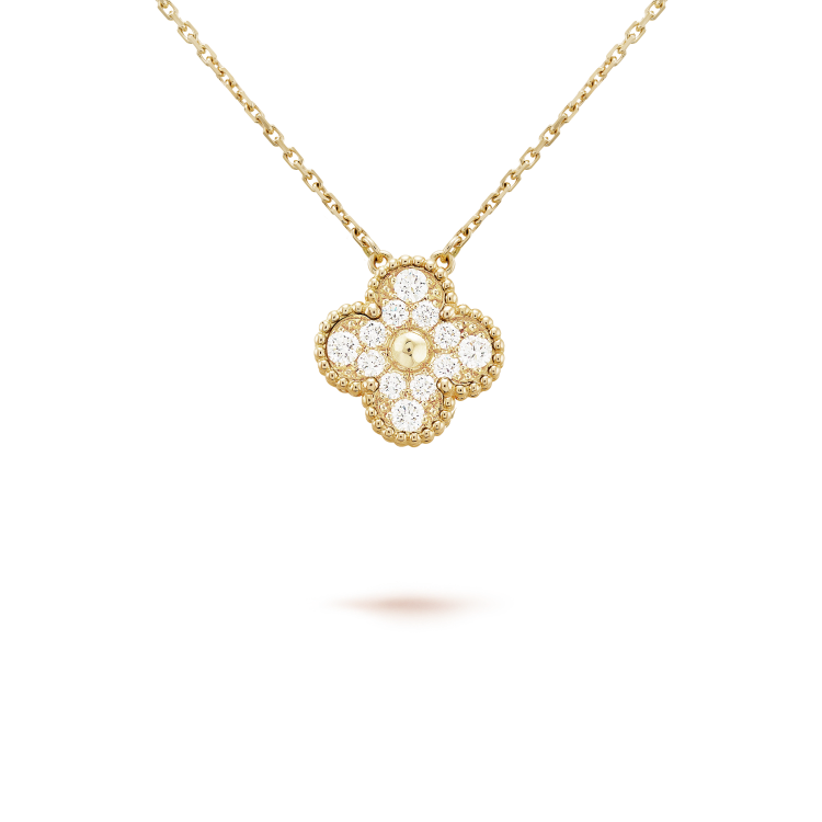[Renovia Jewelry]CLOVER 15MM DIAMOND SINGLE FLOWER NECKLACE
