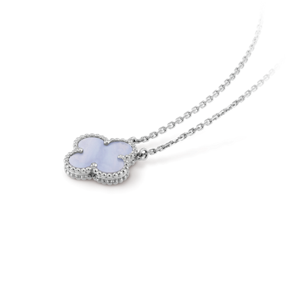 [Renovia Jewelry]CLOVER 15MM BLUE CHALCEDONY NECKLACE SILVER