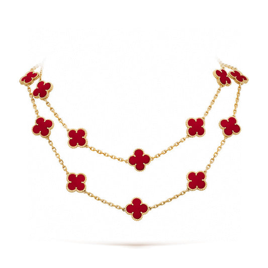 [Renovia Jewelry]CLOVER 20 MOTIFS CARNELIAN NECKLACE