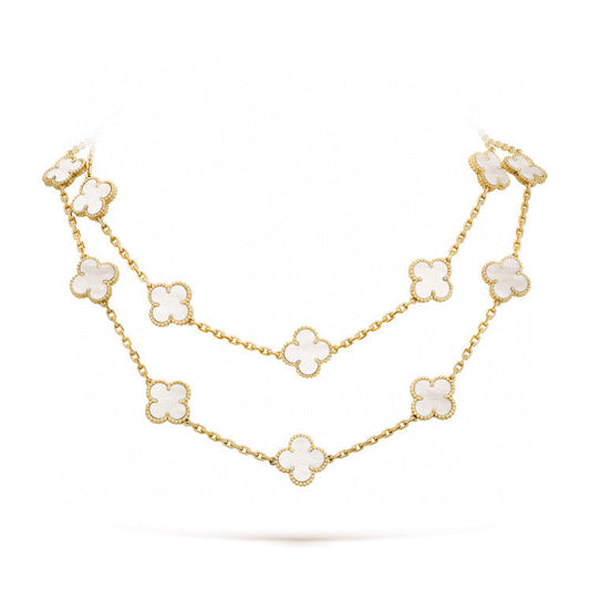 [Renovia Jewelry]CLOVER 20 MOTIFS WHITE MOP NECKLACE