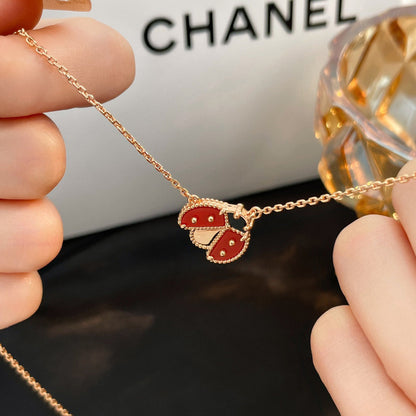 [Renovia Jewelry]LUCKY  CARNELIANS LADYBUG NECKLACE