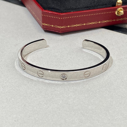 [Renovia Jewelry]LOVE BRACELET 6.1MM 1 DIAMOND OPEN CUFF