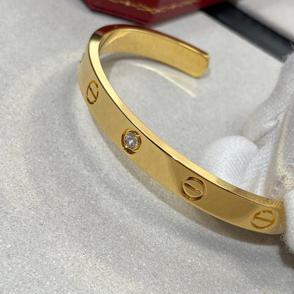 [Renovia Jewelry]LOVE BRACELET 6.1MM 1 DIAMOND OPEN CUFF