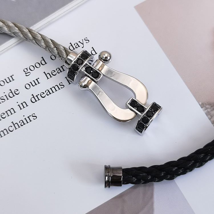 [Renovia Jewelry]FORCE LARGE HORSESHOE BLACK DIAMOND BRACELET SILVER