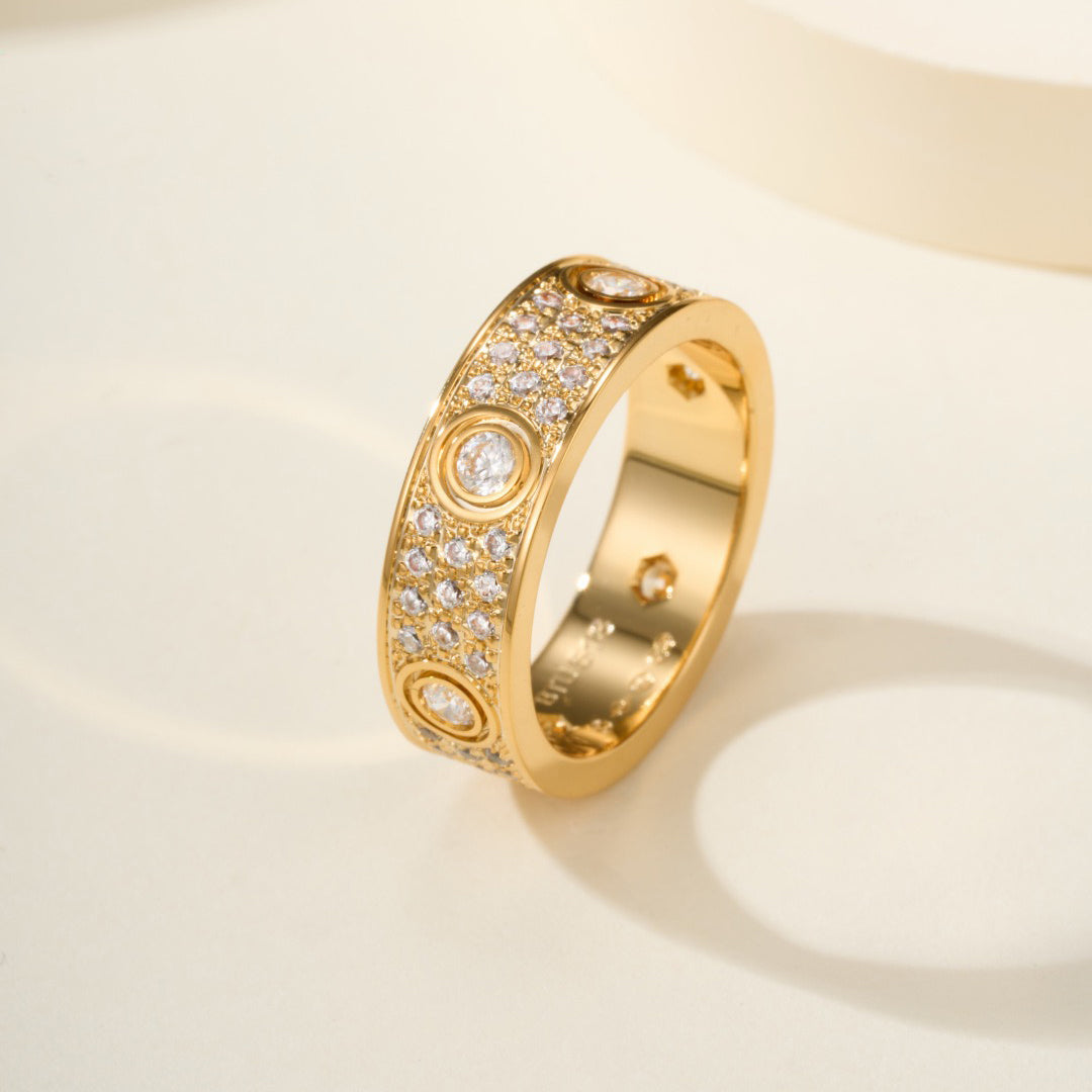 [Renovia Jewelry]LOVE 5.5MM FULL-PAVE 6-DIAMOND RING