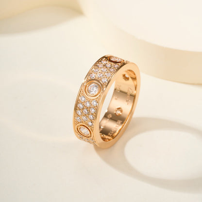 [Renovia Jewelry]LOVE 5.5MM FULL-PAVE 6-DIAMOND RING