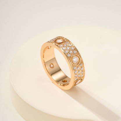 [Renovia Jewelry]LOVE 5.5MM FULL-PAVE 6-DIAMOND RING