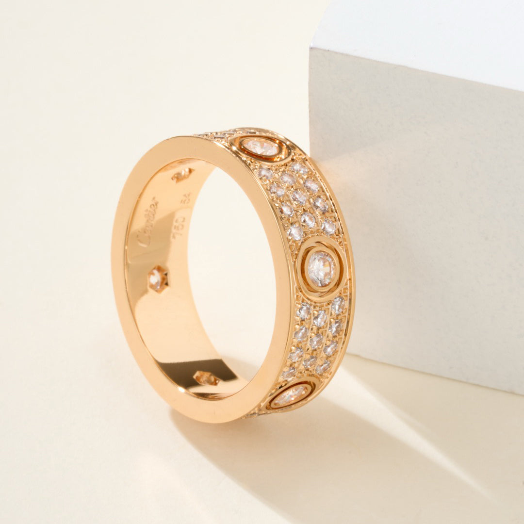 [Renovia Jewelry]LOVE 5.5MM FULL-PAVE 6-DIAMOND RING