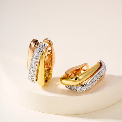 [Renovia Jewelry]TRINITY HALF DIAMOND  CUSHION EARRINGS