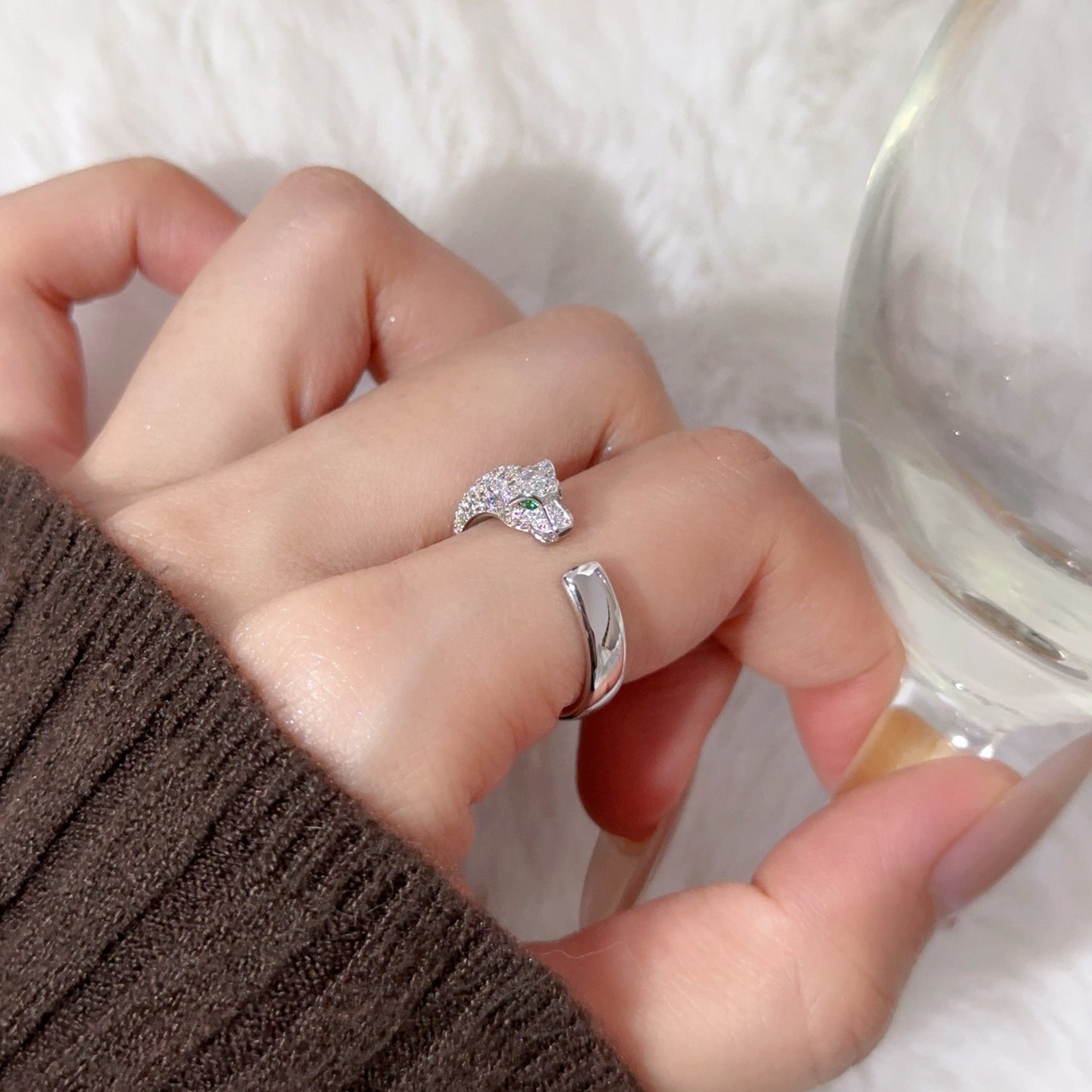 [Renovia Jewelry]PANTHERE HALF DIAMOND SMALL RING