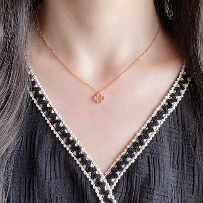 [Renovia Jewelry]CLOVER 15MM PINK MOTHER-OF-PEARL SINGLE FLOWER NECKLACE