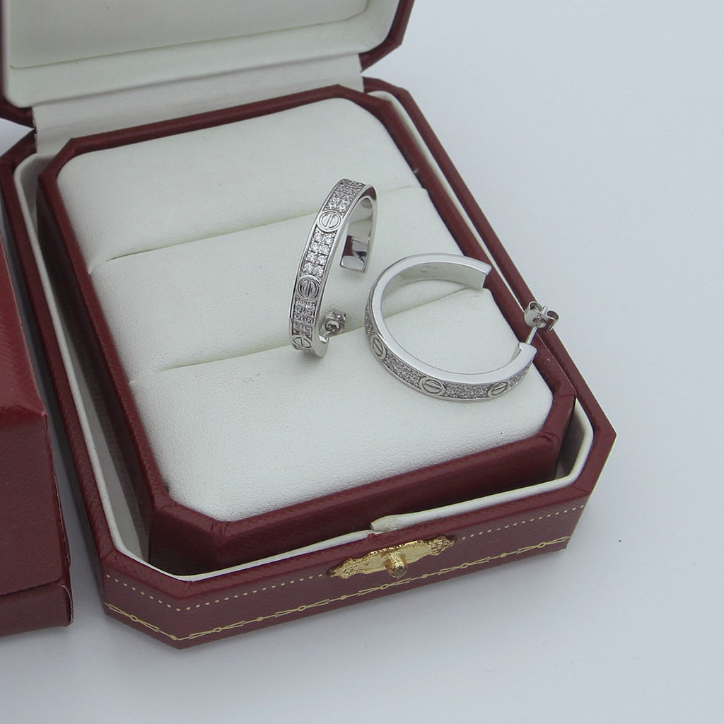 [Renovia Jewelry]LOVE EARRINGS 3.6MM DIAMOND PAVED