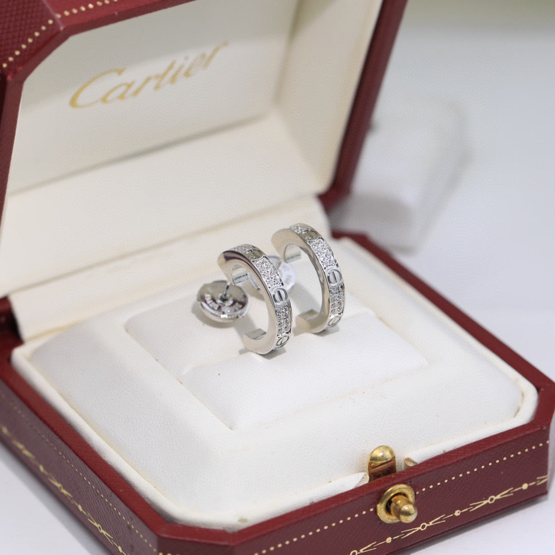 [Renovia Jewelry]LOVE 5.5MM DIAMOND PAVED EARRINGS