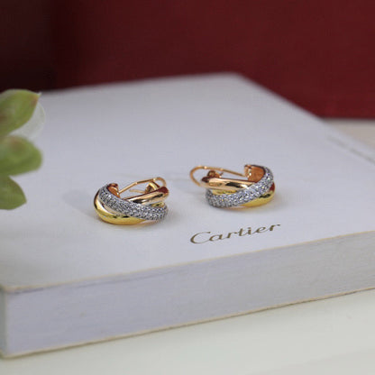 [Renovia Jewelry]TRINITY HALF DIAMOND  CLASSIC EARRINGS