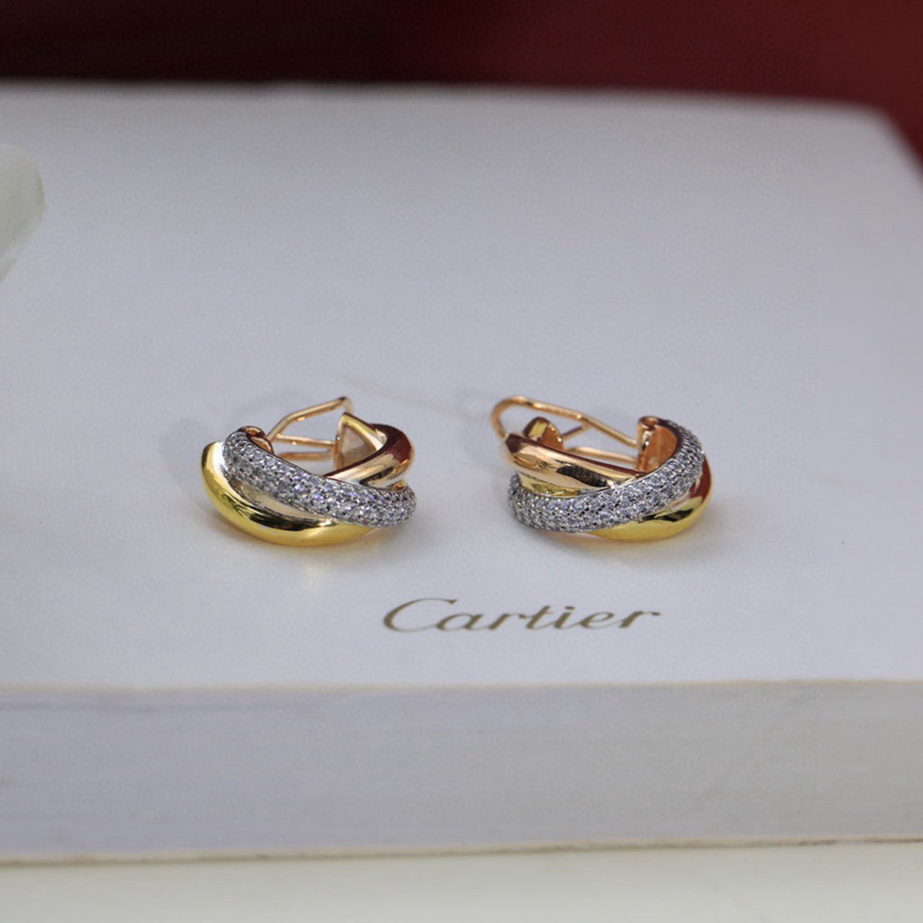 [Renovia Jewelry]TRINITY HALF DIAMOND  CLASSIC EARRINGS