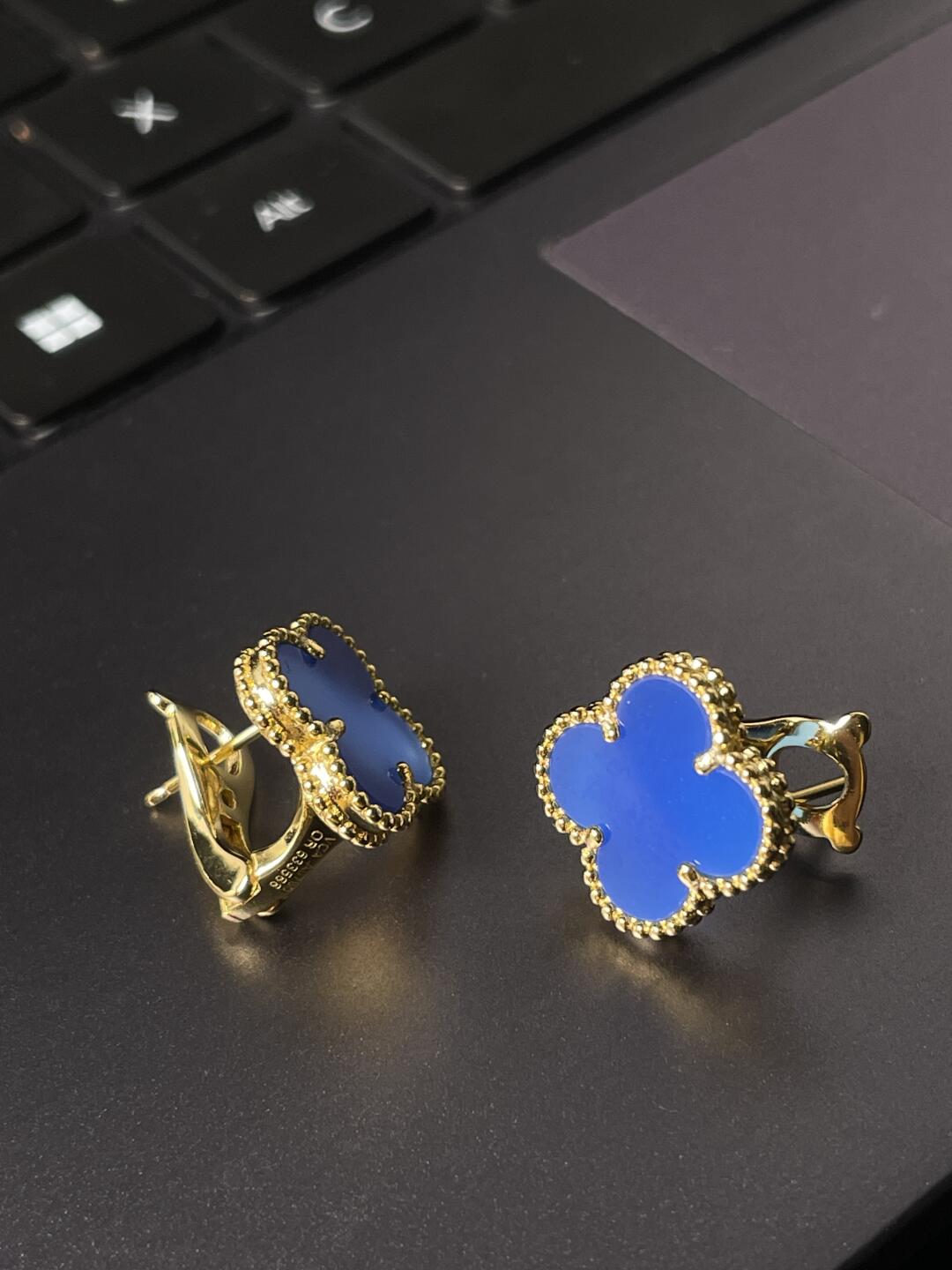 [Renovia Jewelry] CLOVER LARGE (20mm) 1 MOTIFS BLUE MOP STUD EARRINGS