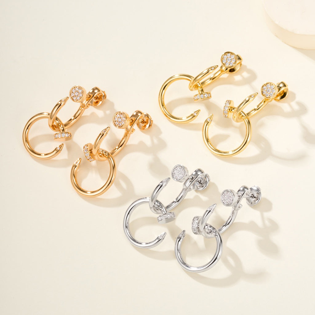 [Renovia Jewelry]JUSTE HALF DIAMOND DOUBLE EARRINGS