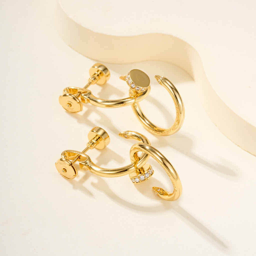 [Renovia Jewelry]JUSTE HALF DIAMOND DOUBLE EARRINGS