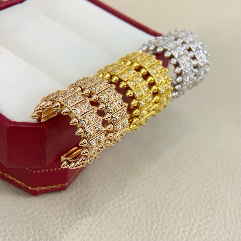 [Renovia Jewelry]CLASH 9.2MM FULL DIAMOND DOUBLE ROW EARRINGS