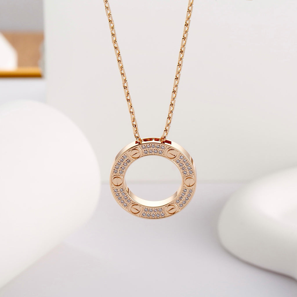 [Renovia Jewelry]LOVE NECKLACE 16MM  FULL DIAMOND