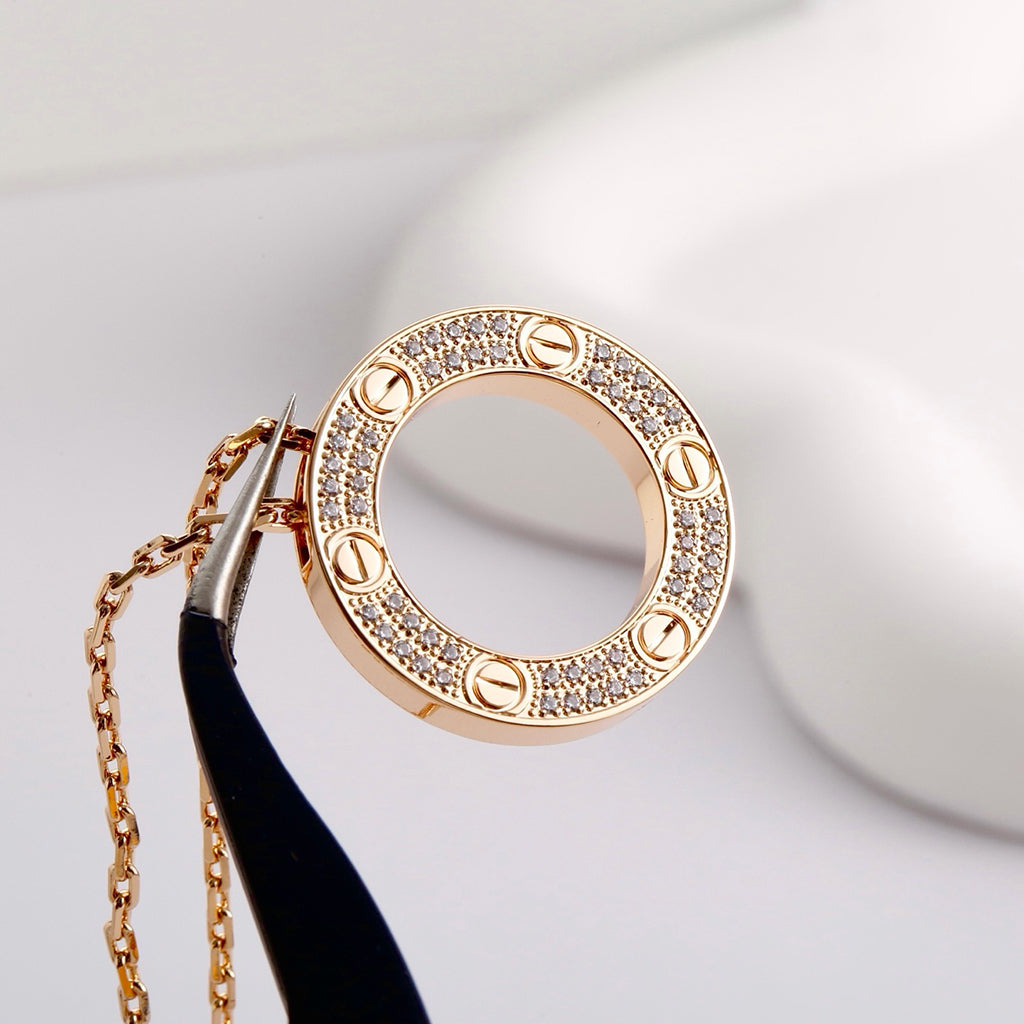 [Renovia Jewelry]LOVE NECKLACE 16MM  FULL DIAMOND