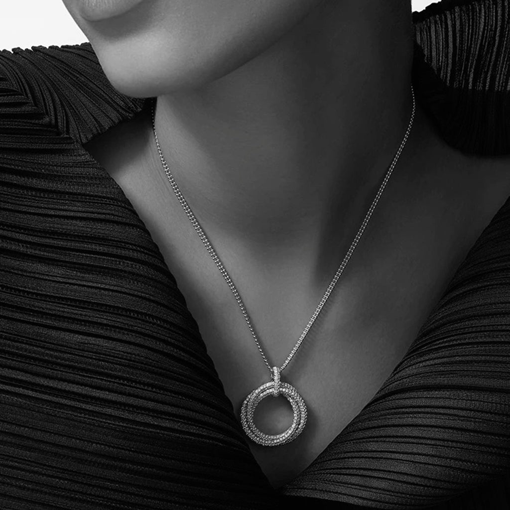 [Renovia Jewelry]TRINITY LARGE FULL DIAMOND  NECKLACE