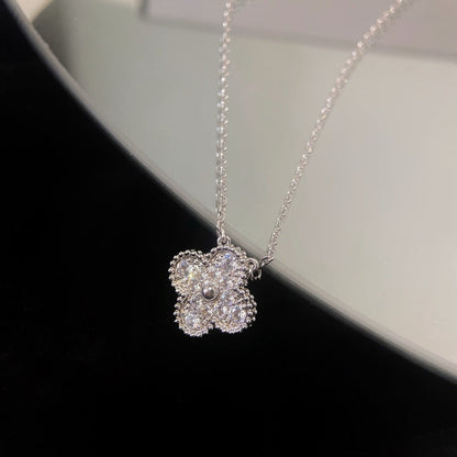[Renovia Jewelry]CLOVER 15MM DIAMOND SINGLE FLOWER NECKLACE