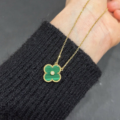 [Renovia Jewelry]CLOVER 15MM DIAMOND TURQUOISE NECKLACE