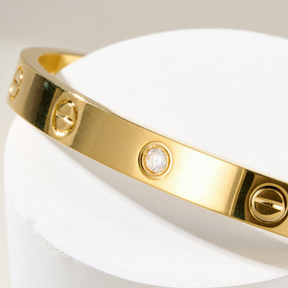 [Renovia Jewelry]LOVE BRACELET 6.1MM 1 DIAMOND OPEN CUFF