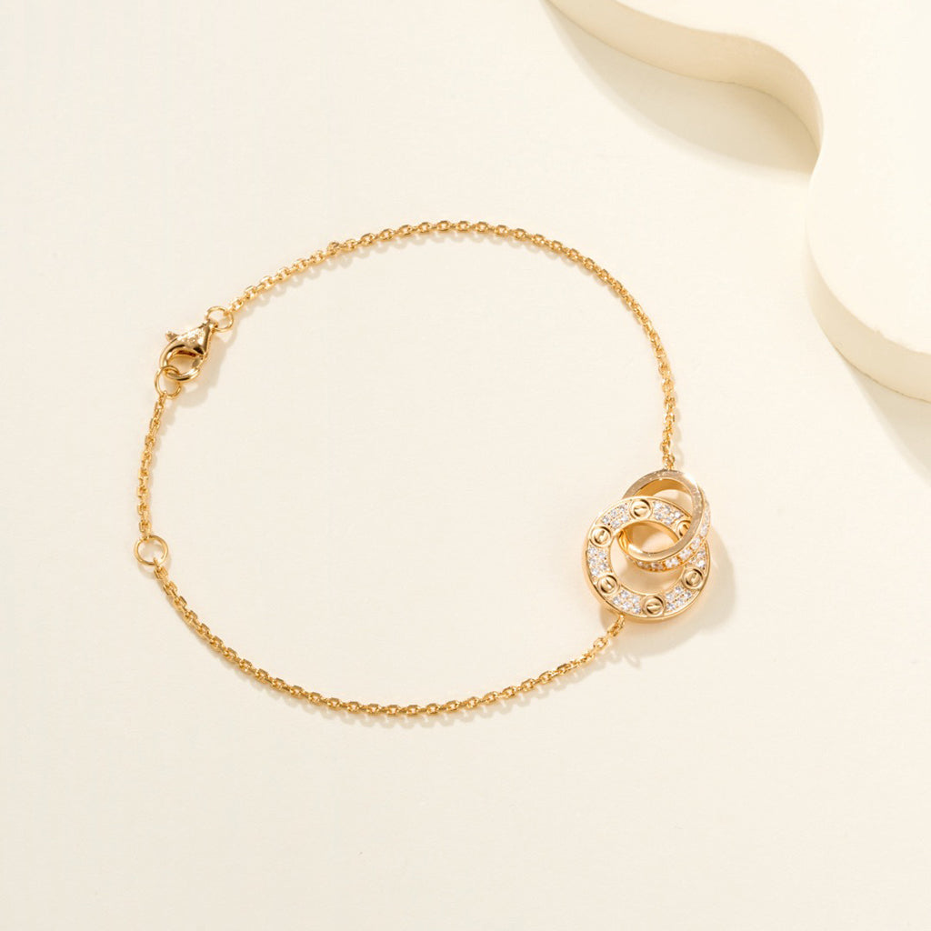 [Renovia Jewelry]LOVE DOUBLE RING FULL DIAMOND BRACELET