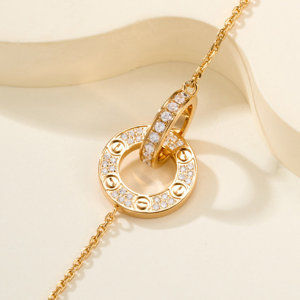 [Renovia Jewelry]LOVE DOUBLE RING FULL DIAMOND BRACELET