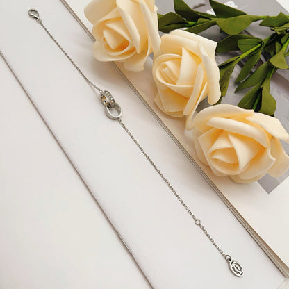 [Renovia Jewelry]LOVE DOUBLE RING HALF DIAMOND BRACELET