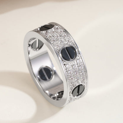 [Renovia Jewelry]LOVE RING 5.5MM DIAMONDS PAVED CERAMIC