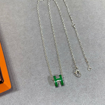 [Renovia Jewelry]POP H GREEN NECKLACE SILVER AND GOLD