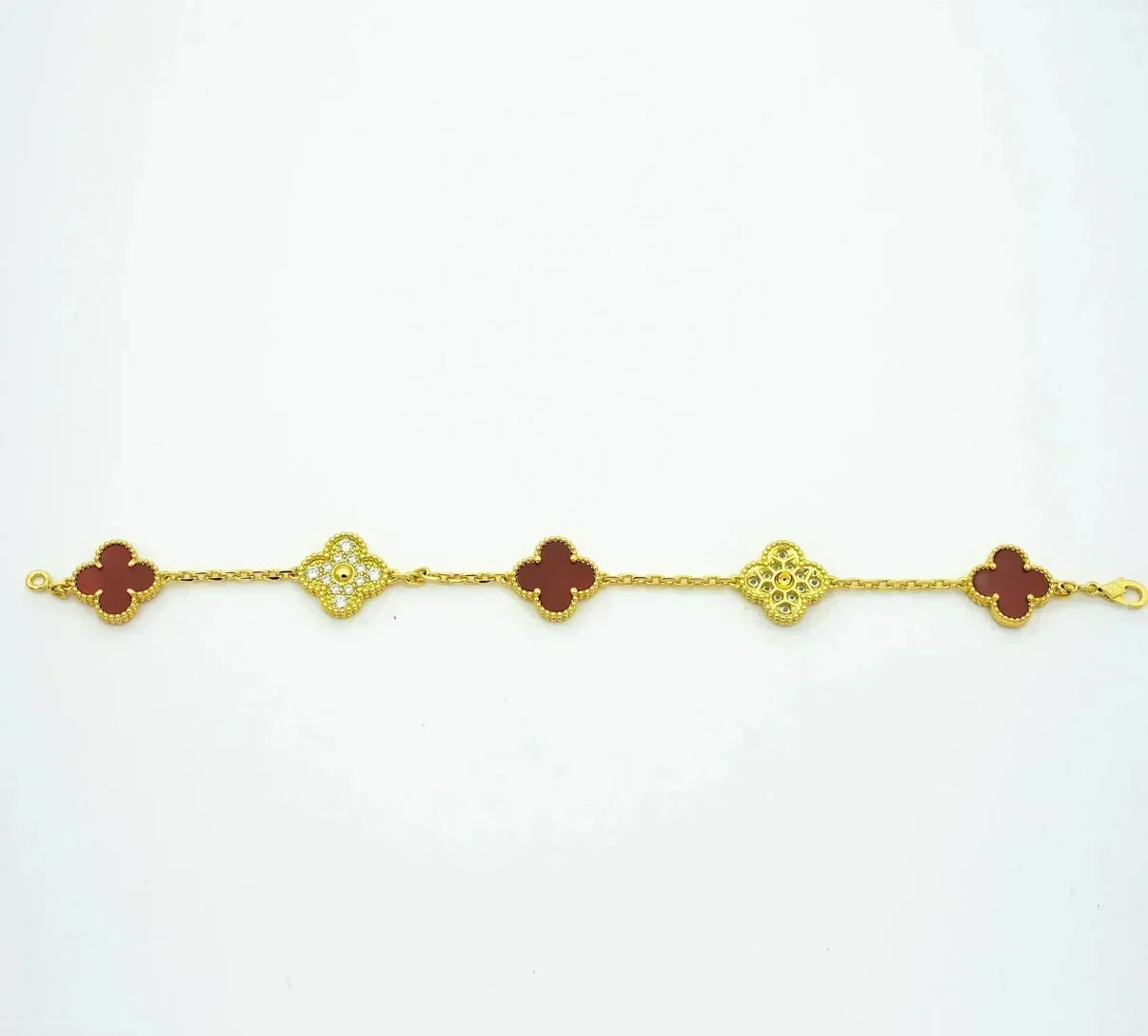 [Renovia Jewelry] CLOVER 5 MOTIF RED CORNELIAN BRACELET COLLECTION