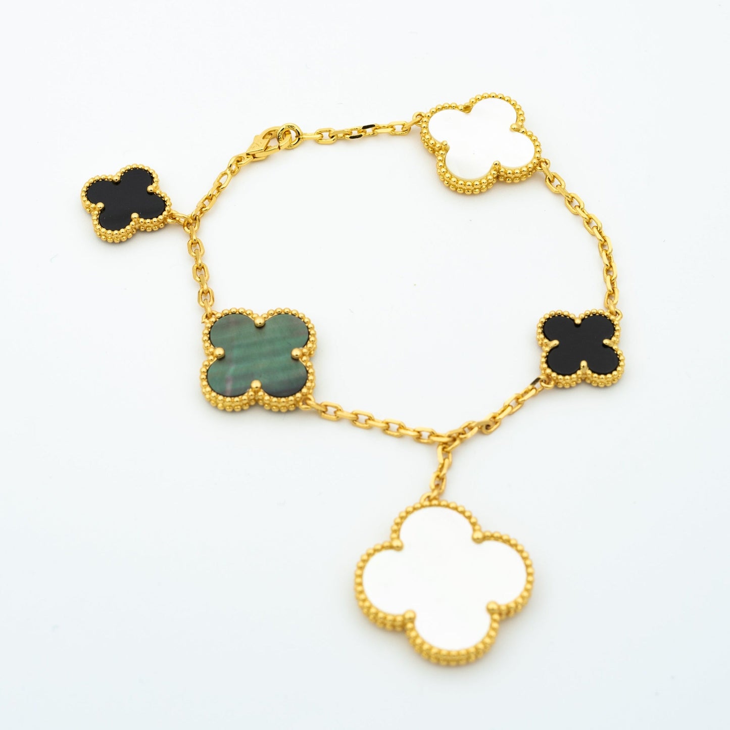 [Renovia Jewelry]CLOVER BRACELET 5 MOTIFS ONYX MOP