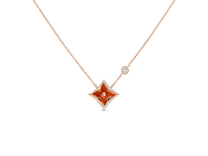 [Renovia Jewelry]STAR NECKLACE PINK GOLD 1 DIAMOND