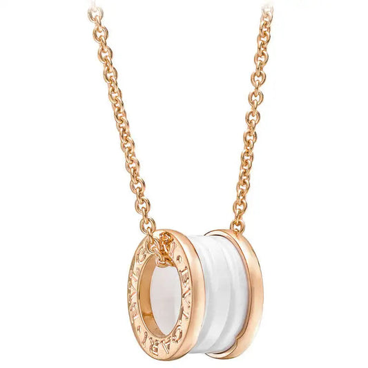 [Renovia Jewelry]ZERO 1 WHITE CERAMIC PINK GOLD DIAMOND NECKLACE