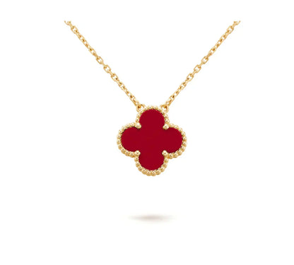 [Renovia Jewelry]CLOVER 15MM CARNELIAN SINGLE FLOWER NECKLACE