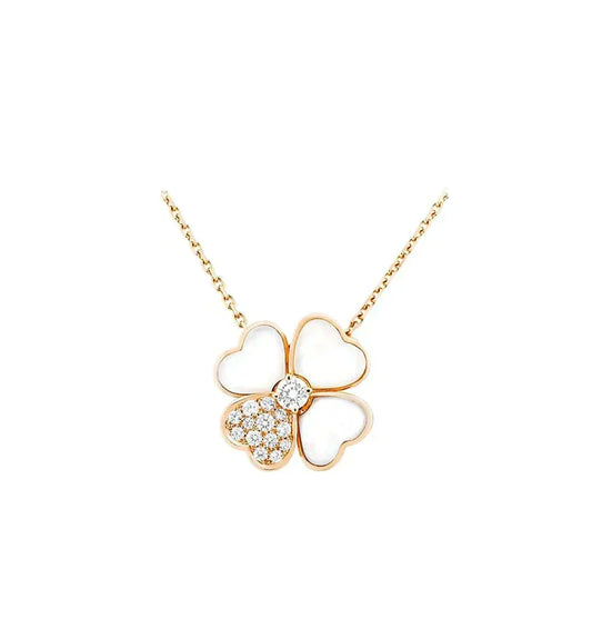 [Renovia Jewelry]CLOVER MOP DIAMOND ROSE GOLD NECKLACE