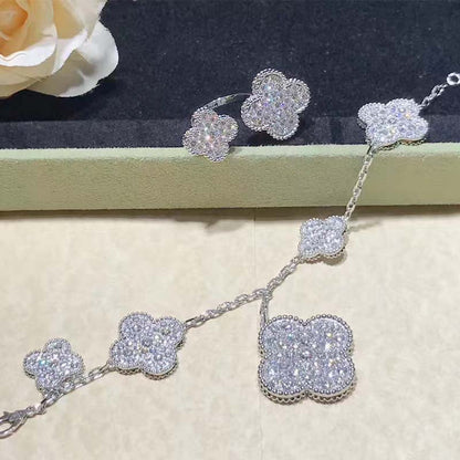 [Renovia Jewelry]CLOVER 6 MOTIFS SILVER DIAMOND BRACELET