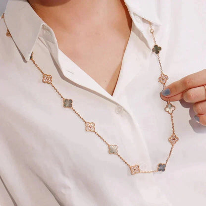 [Renovia Jewelry]CLOVER 20 MOTIFS DARK MOP DIAMOND  NECKLACE